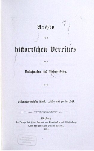 Archiv des Historischen Vereins von Unterfranken und Aschaffenburg