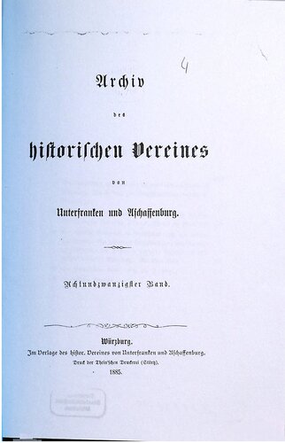 Archiv des Historischen Vereins von Unterfranken und Aschaffenburg