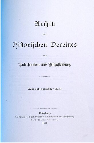 Archiv des Historischen Vereins von Unterfranken und Aschaffenburg