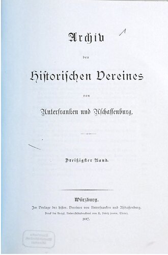 Archiv des Historischen Vereins von Unterfranken und Aschaffenburg
