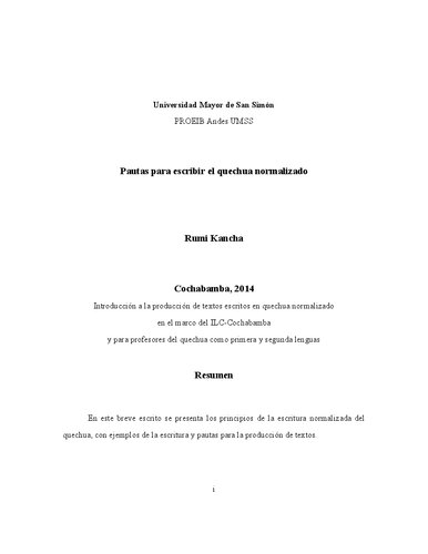Pautas para escribir el quechua normalizado