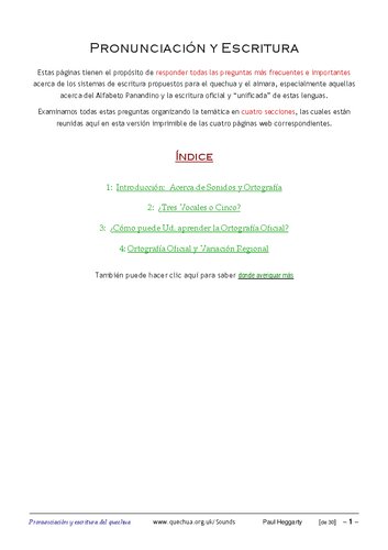 Pronunciación y escritura quechua y aimara