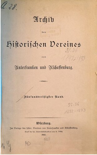 Archiv des Historischen Vereins von Unterfranken und Aschaffenburg