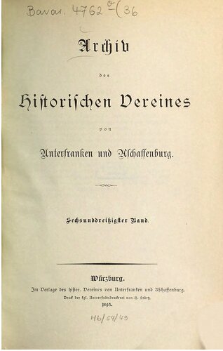 Archiv des Historischen Vereins von Unterfranken und Aschaffenburg