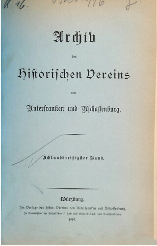 Archiv des Historischen Vereins von Unterfranken und Aschaffenburg