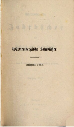 Württembergische Jahrbücher für Statistik und Landeskunde