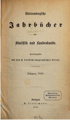 Württembergische Jahrbücher für Statistik und Landeskunde