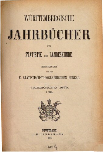 Württembergische Jahrbücher für Statistik und Landeskunde