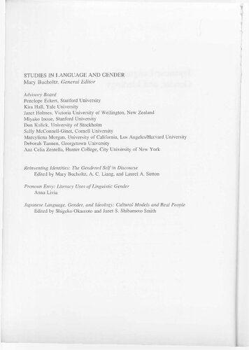 Japanese language, gender, and ideology : cultural models and real people