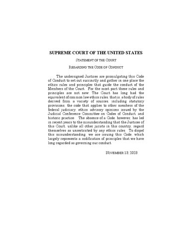 CODE OF CONDUCT FOR JUSTICES OF THE SUPREME COURT OF THE UNITED STATES