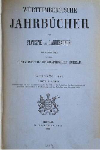 Württembergische Jahrbücher für Statistik und Landeskunde