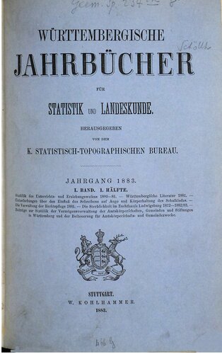 Württembergische Jahrbücher für Statistik und Landeskunde