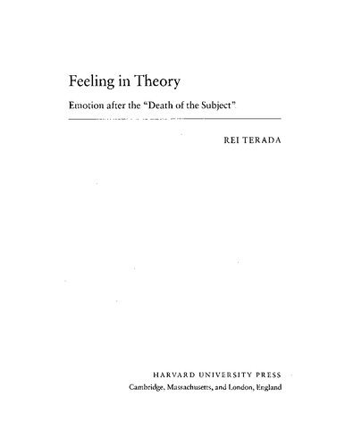 Feeling in Theory: Emotion After the 