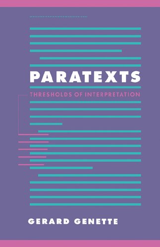 Paratexts: Thresholds of Interpretation