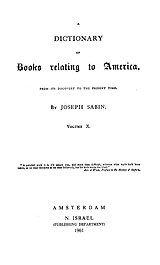 Bibliotheca Americana: a dictionary of books relating to America, from its discovery to the present time, Vol. 10