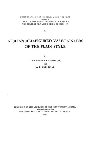 Apulian red-figured vase-painters of the plain style