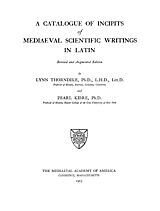 A catalogue of incipits of mediaeval scientific writings in Latin