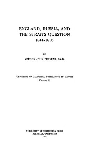 England, Russia and the Straits question, 1844-1856
