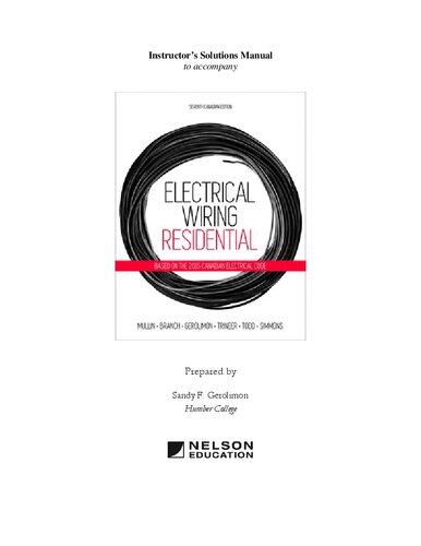 Electrical Wiring Residential Canadian 7th Edition Mullin Solutions Manual
