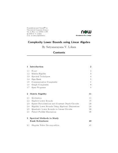 Complexity Lower Bounds using Linear Algebra (Foundations and Trends in Theoretical Computer Science)