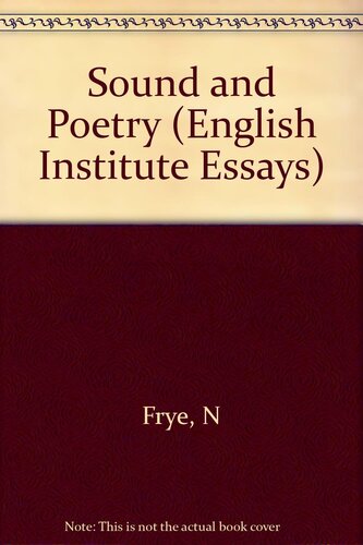 Sound and poetry: English Institute essays, 1956