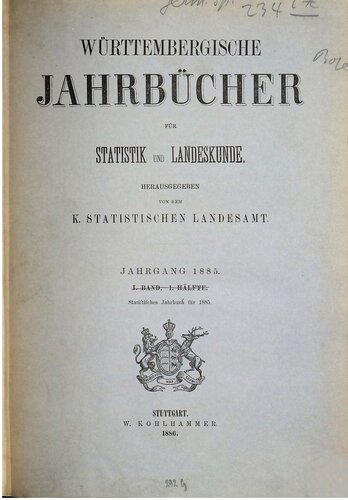 Württembergische Jahrbücher für Statistik und Landeskunde