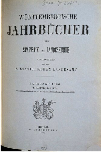 Württembergische Jahrbücher für Statistik und Landeskunde