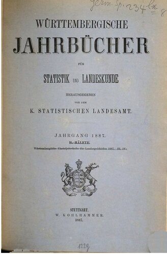 Württembergische Jahrbücher für Statistik und Landeskunde