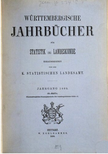 Württembergische Jahrbücher für Statistik und Landeskunde