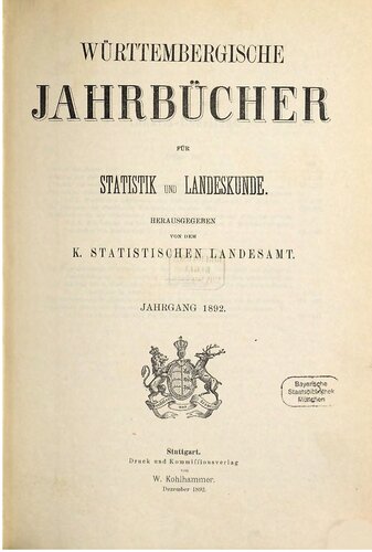 Württembergische Jahrbücher für Statistik und Landeskunde
