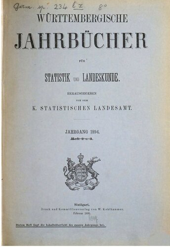 Württembergische Jahrbücher für Statistik und Landeskunde