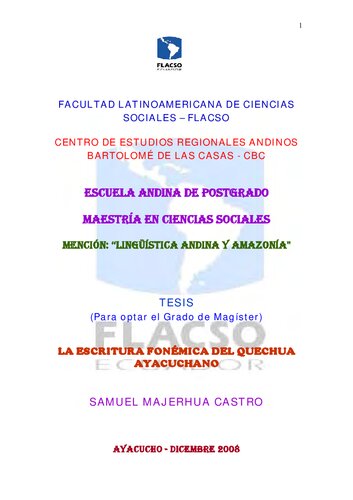 La escritura fonémica del quechua ayacuchano