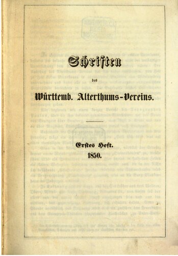 Schriften des Württembergischen Altertums-Vereins