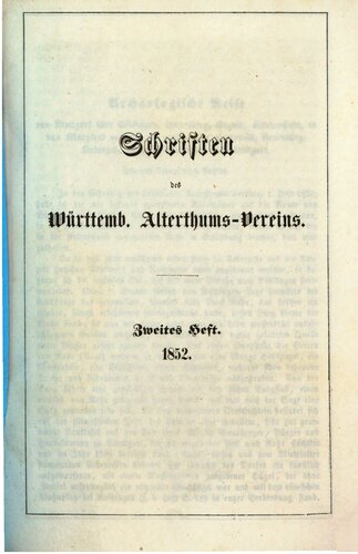 Schriften des Württembergischen Altertums-Vereins