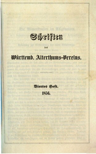 Schriften des Württembergischen Altertums-Vereins