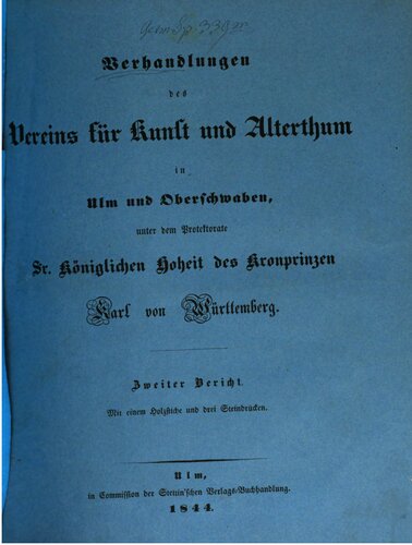 Verhandlungen des Vereins für Kunst und Altertum in Ulm und Oberschwaben