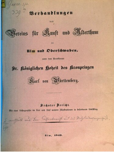 Verhandlungen des Vereins für Kunst und Altertum in Ulm und Oberschwaben