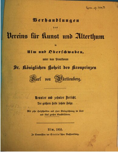 Verhandlungen des Vereins für Kunst und Altertum in Ulm und Oberschwaben