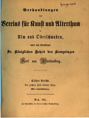 Verhandlungen des Vereins für Kunst und Altertum in Ulm und Oberschwaben