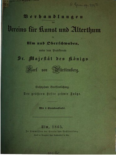 Verhandlungen des Vereins für Kunst und Altertum in Ulm und Oberschwaben