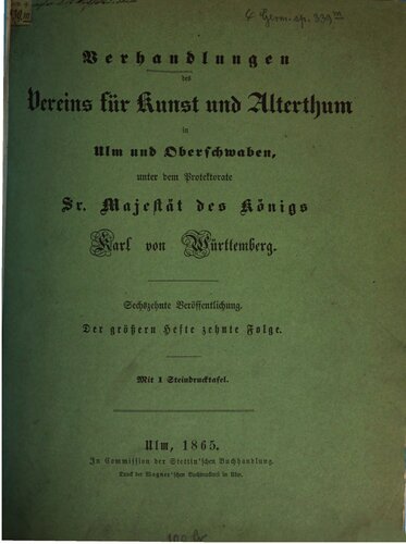 Verhandlungen des Vereins für Kunst und Altertum in Ulm und Oberschwaben