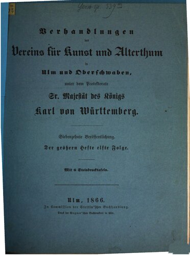 Verhandlungen des Vereins für Kunst und Altertum in Ulm und Oberschwaben