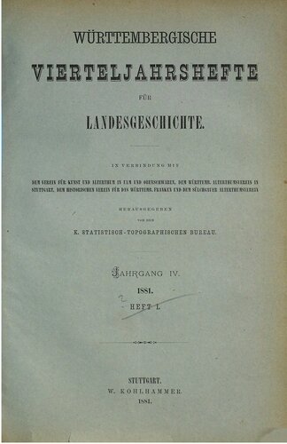 Württembergische Vierteljahreshefte für Landeskunde