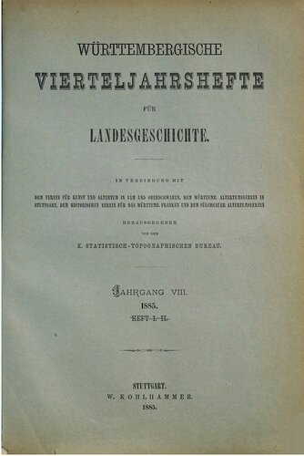 Württembergische Vierteljahreshefte für Landeskunde