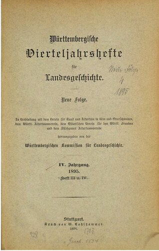 Württembergische Vierteljahreshefte für Landeskunde