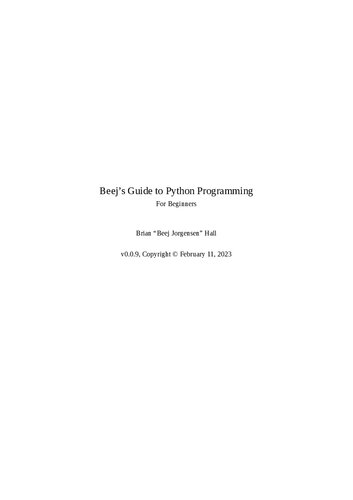 Beej's Guide to Python Programming: For Beginners