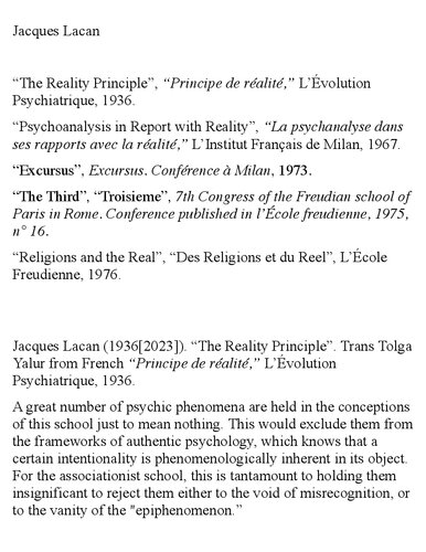 Jacques Lacan Lectures and Conferences