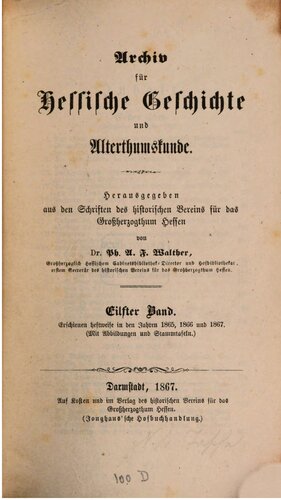 Árchiv für Hessische Geschichte und Altertumskunde