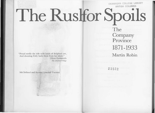 The Company Province 1871-1933 The Rush For Spoils