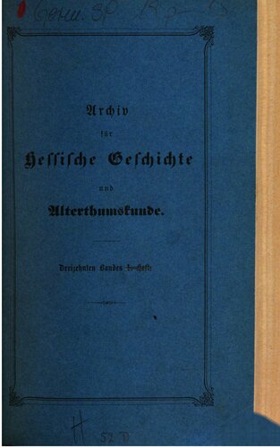 Árchiv für Hessische Geschichte und Altertumskunde